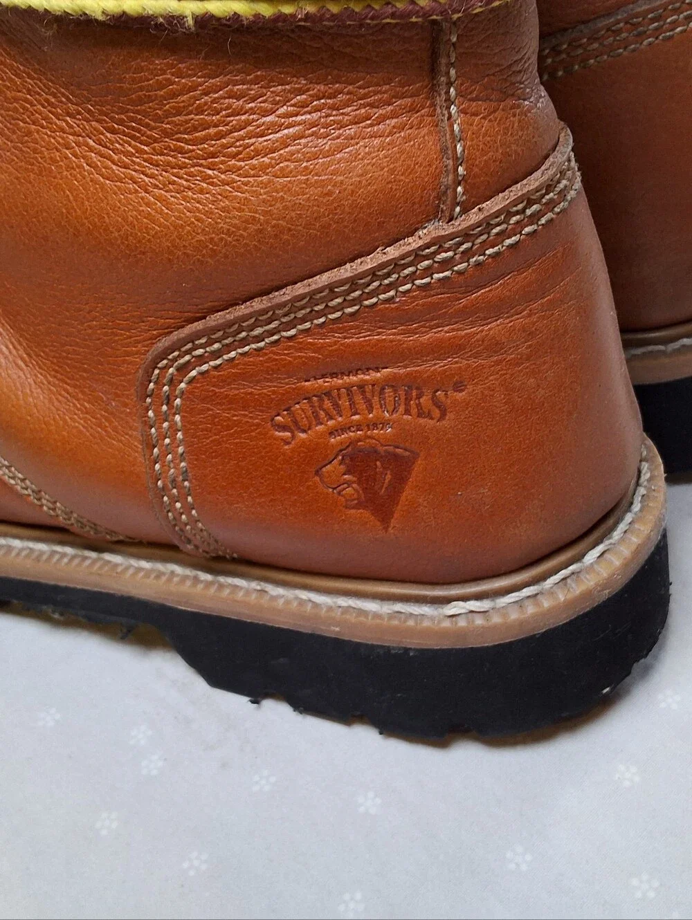 Men's Tan Leather Moc Toe Work Boots with Padded Collar